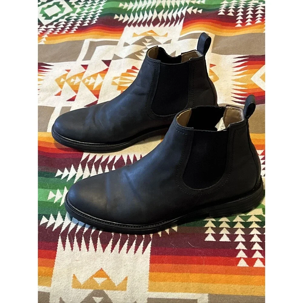 Men’s 11 M UGG Black Leather Pull On Ankle Boots Chelsea